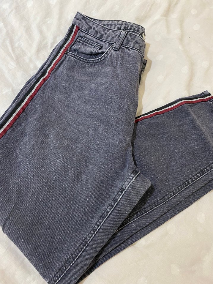 Gri Mom Fit Denim Kadın Jean - Görsel 4