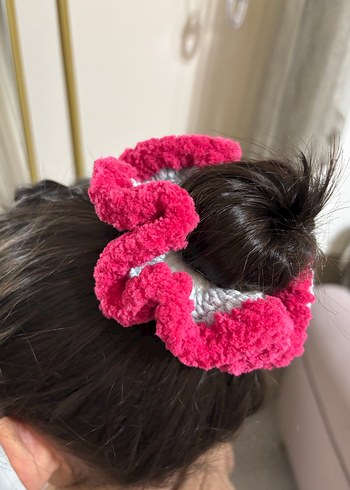 Pembe Örgü Fırfırlı Saç Tokası - Görsel 2