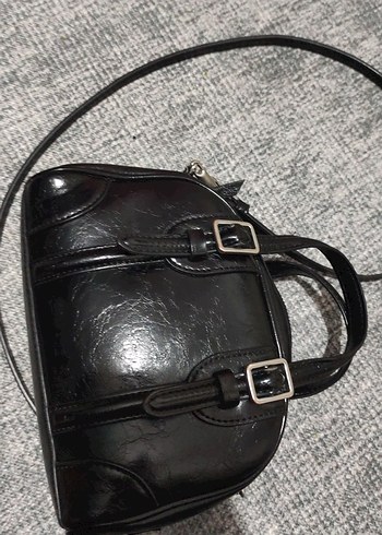 Siyah Deri Tokalı Kadın Çantası - Görsel 5