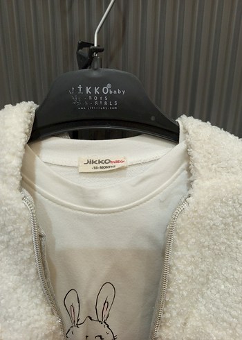 Kız Çocuk Beyaz Kapüşonlu Peluş 3lu takım - Görsel 4