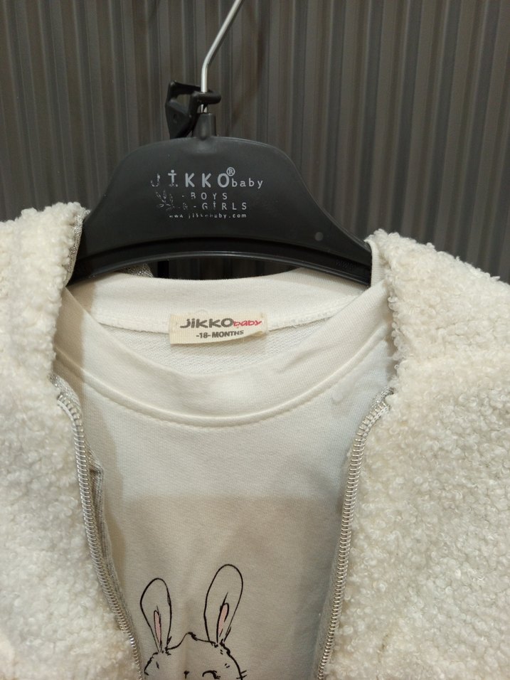 Kız Çocuk Beyaz Kapüşonlu Peluş 3lu takım - Görsel 4