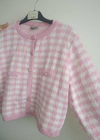 Standart Beden Beden pembe Renk Pembe Düğmeli Triko Hırka
