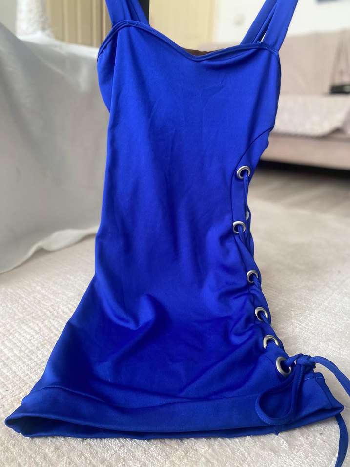 Mavi  Mini Elbise - Görsel 2