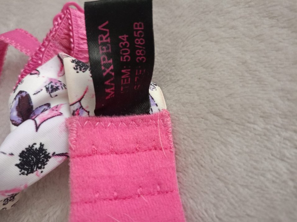 Bohem Çiçek Desenli Pembe Gri Sütyen Takımı dikişsiz - Görsel 5