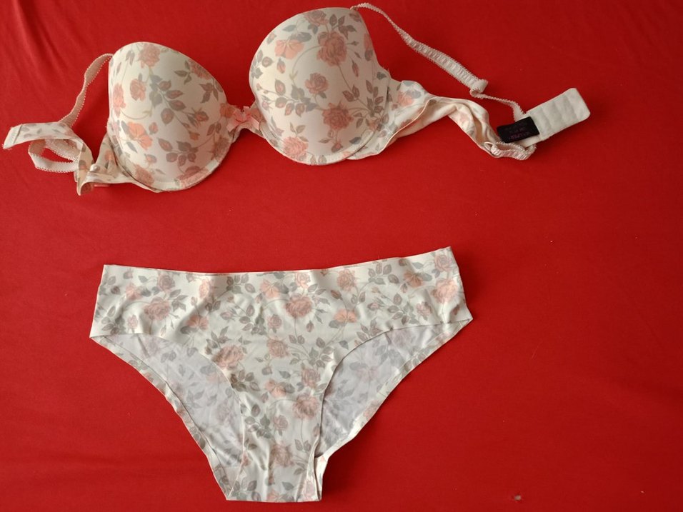 Bohem Tarz Pastel Çiçekli Sütyen Takımı Dikişsiz - Görsel 2