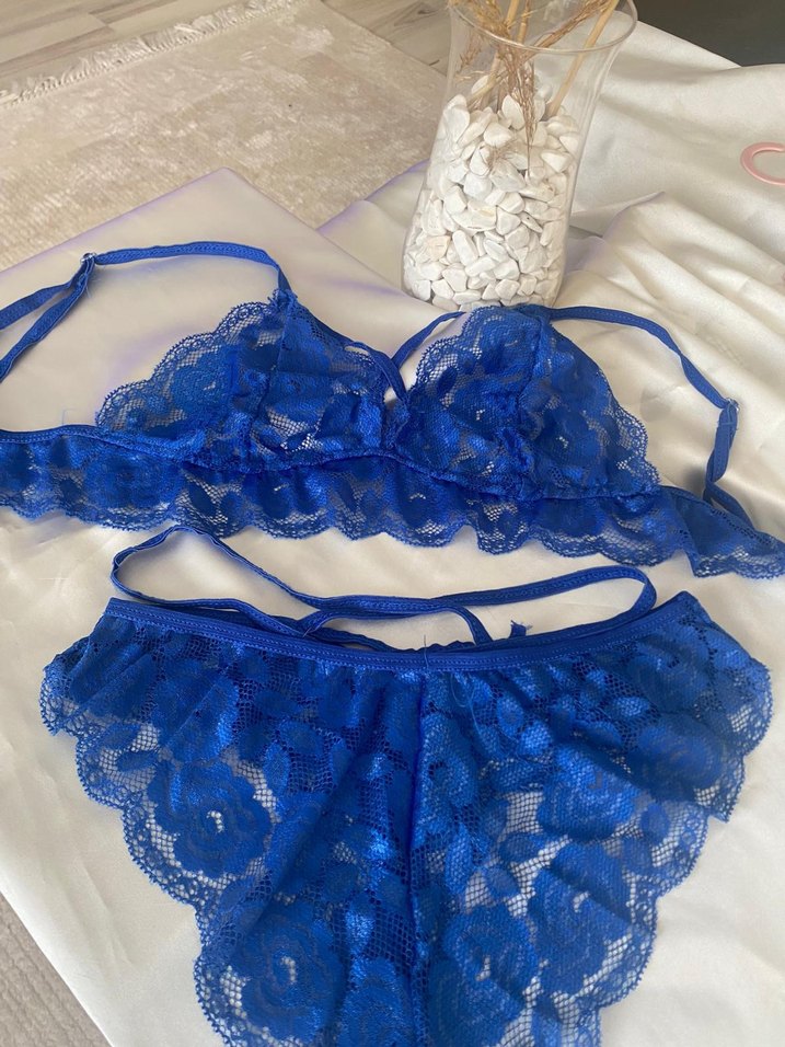 Mavi Yılan Desenli Bohem Mini Sütyen - Görsel 5