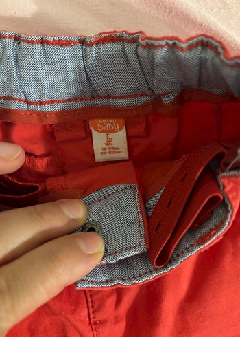18-24 Ay Beden Kırmızı Düğmeli Erkek Çocuk Pantolonu