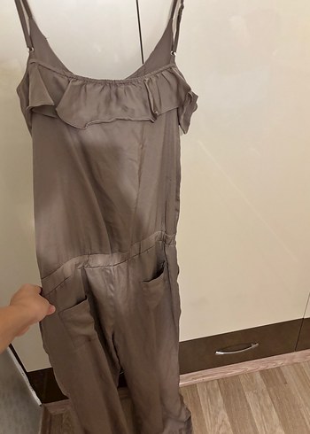 LC Waikiki Düğmeli Kadın Uzun ipek saten Tulum