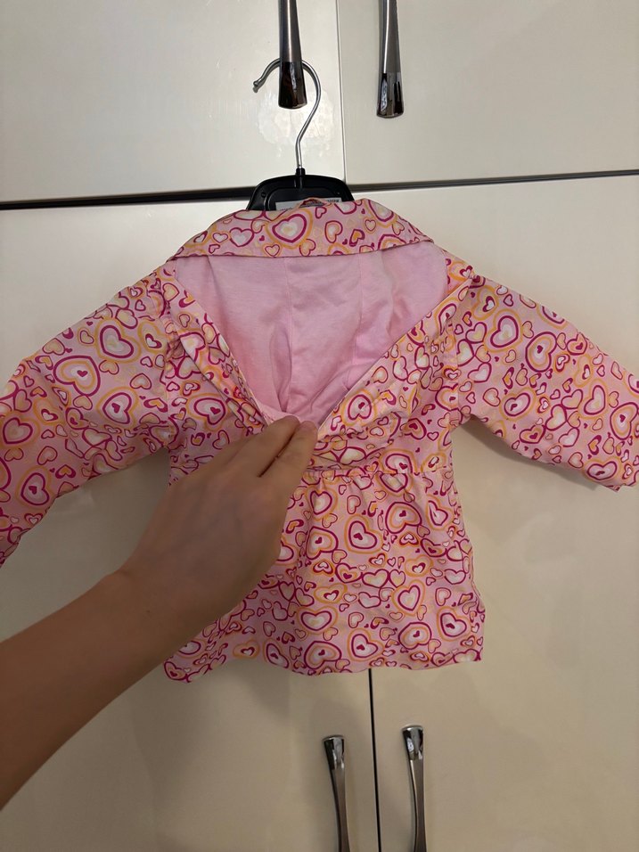 Lcw kız Pembe Bağlama Desenli Kız Yağmurluk trençkot - Görsel 4