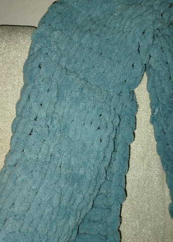 Mavi Örgü Kadın Şal - Görsel 3