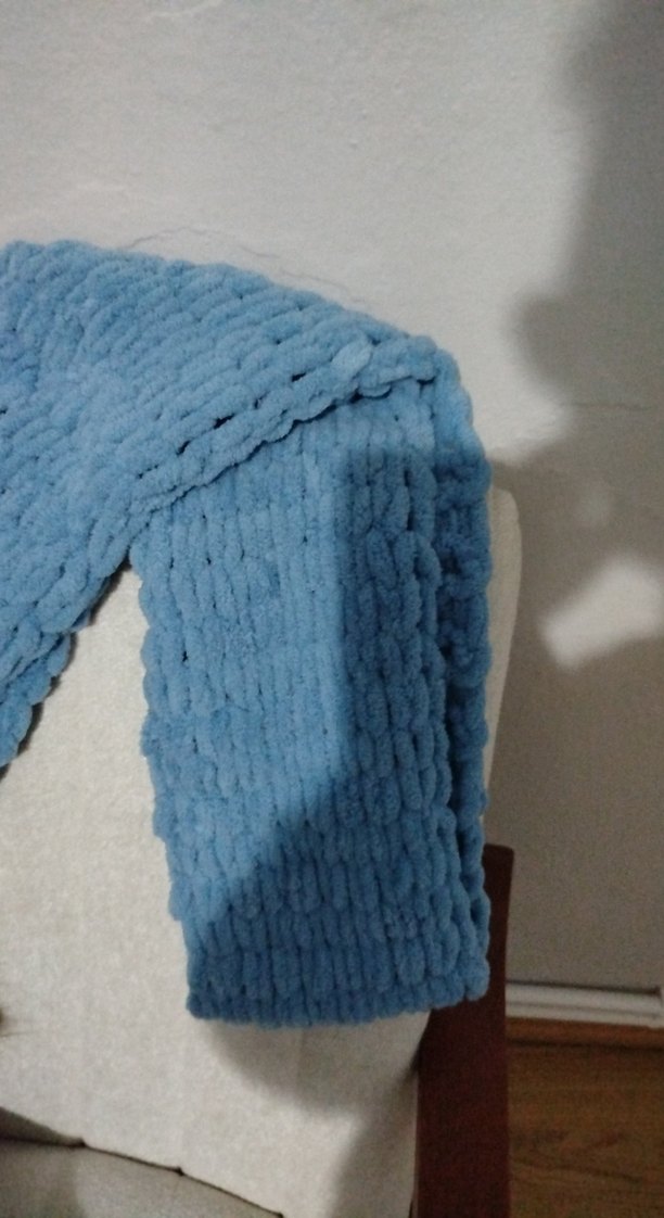 Mavi Örgü Kadın Şal - Görsel 2