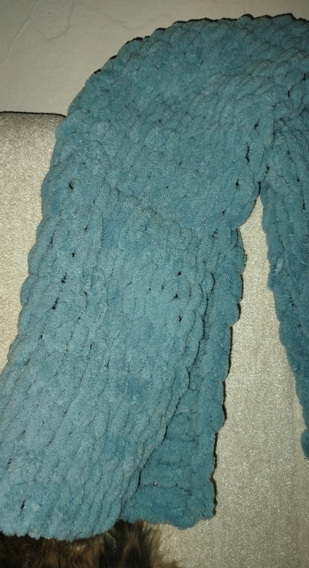 Mavi Örgü Kadın Şal - Görsel 3