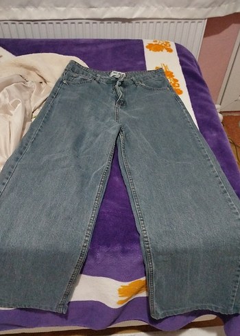Zara Acik Mavi Genis Paca Denim Jean