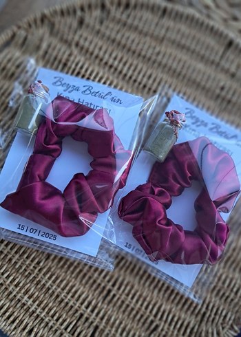 Bordo Saten Kurdeleli Bohem Saç Tokası - Görsel 3