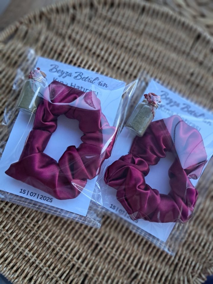 Bordo Saten Kurdeleli Bohem Saç Tokası - Görsel 3