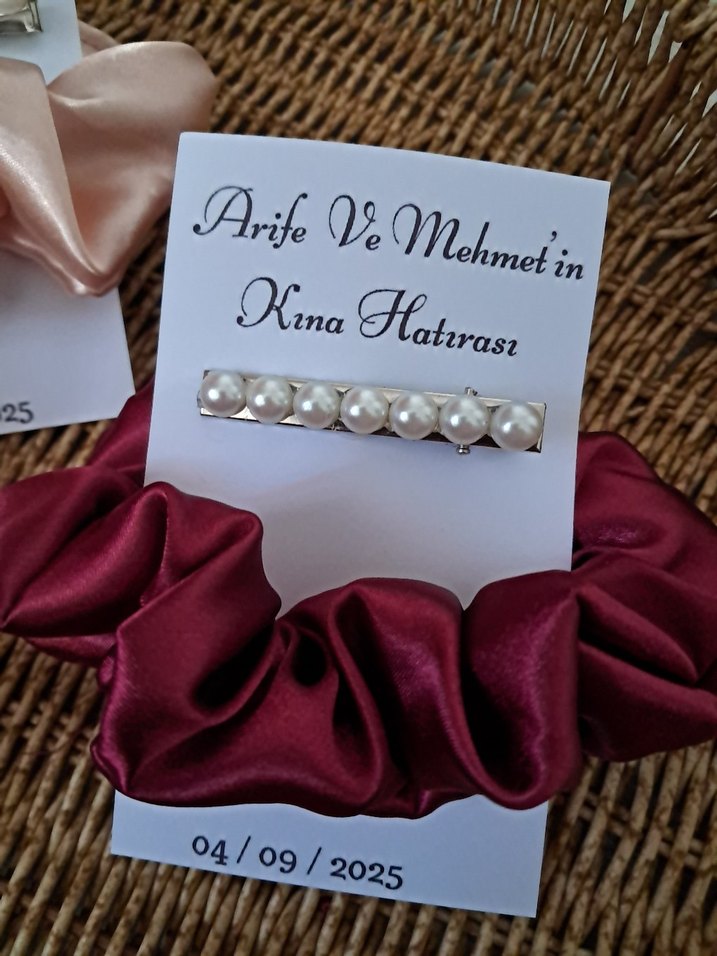 Bordo Saten Kurdeleli Saç Tokası - Görsel 2