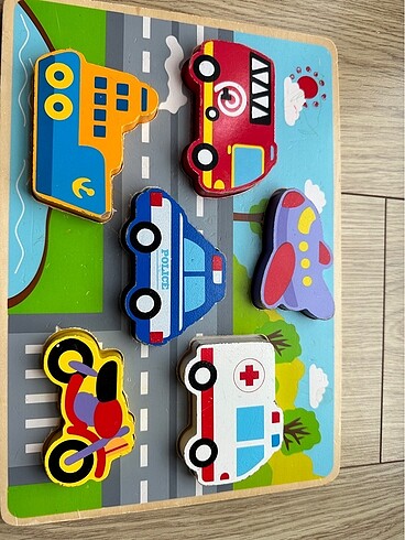Melissa&Dough ahşap tombul araclar puzzle