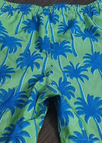 Yeşil Palmiye Desenli Erkek Çocuk Deniz Şortu - Görsel 2