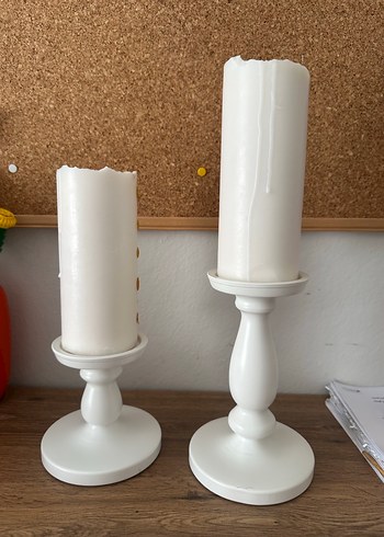 Ikea İkea Beyaz İki Boy Mumluk Seti