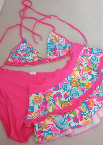 Çiçek Desenli Pembe Kız Bikini Takımı