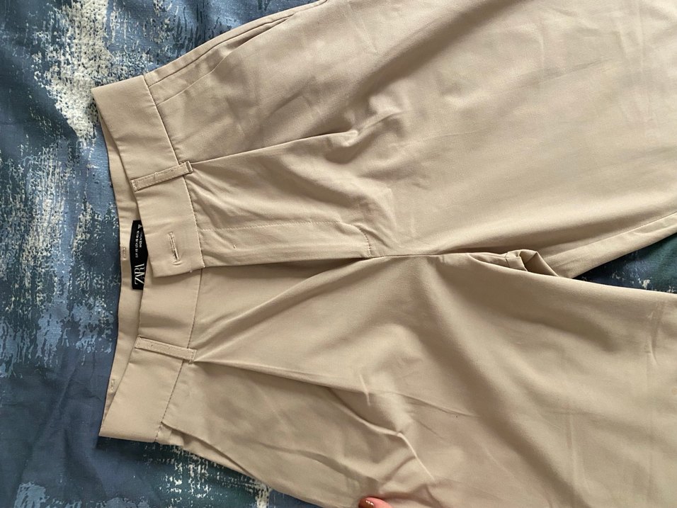 Bej Kadın Zara Geniş Paça Xs kumaş pantolon - Görsel 2