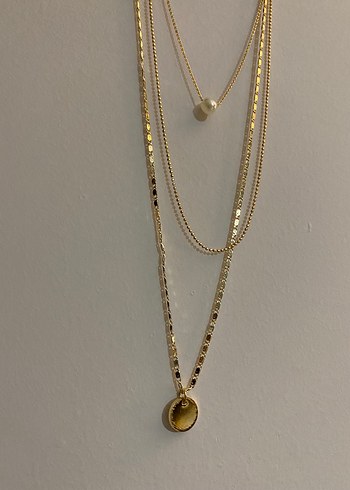 Uzun Zincir Detaylı Altın Kadın Kolye - Görsel 2