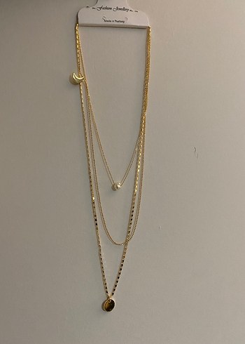 Uzun Zincir Detaylı Altın Kadın Kolye - Görsel 3