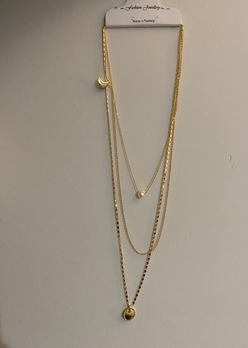 Uzun Zincir Detaylı Altın Kadın Kolye - Görsel 4