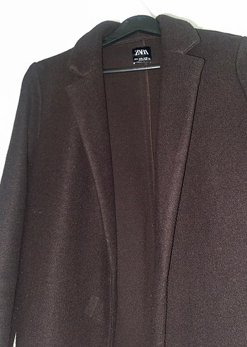 Zara Koyu Kahverengi Uzun Kaban - Görsel 2