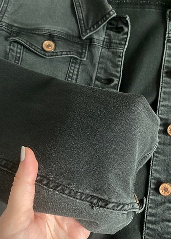 Düğmeli Only 40 beden Siyah Kadın Kot Ceket - Görsel 2