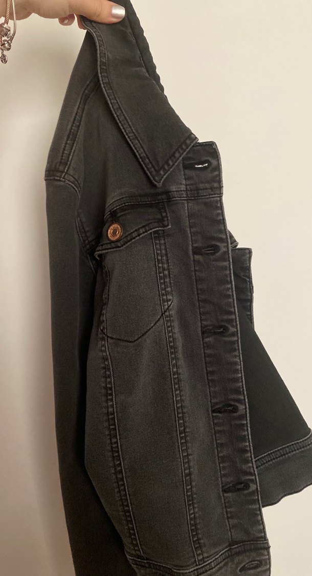 Düğmeli Only 40 beden Siyah Kadın Kot Ceket - Görsel 4