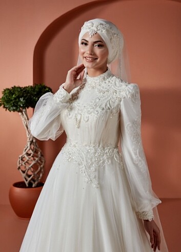 Tesettür sade helen gelinlik - Görsel 8