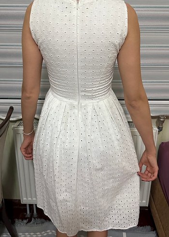 Dantel Detaylı Beyaz Midi Kadın Elbise - Görsel 2