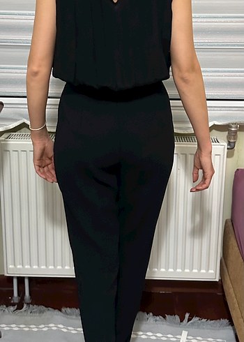 Siyah Kemerli Kadın Midi Tulum - Görsel 3