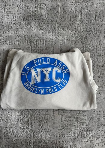 m Beden Beyaz Kapüşonlu polo pamuk Sweatshirt