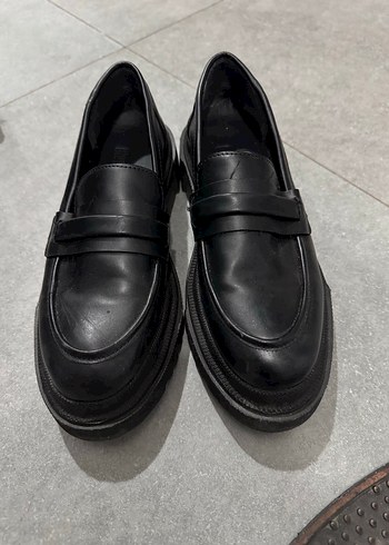Siyah Blok Topuk Kadın Loafer