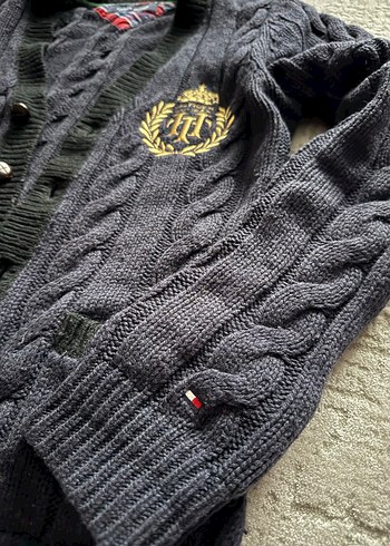 Orj Tommy Hilfiger yün Notch Yaka hırka - Görsel 2
