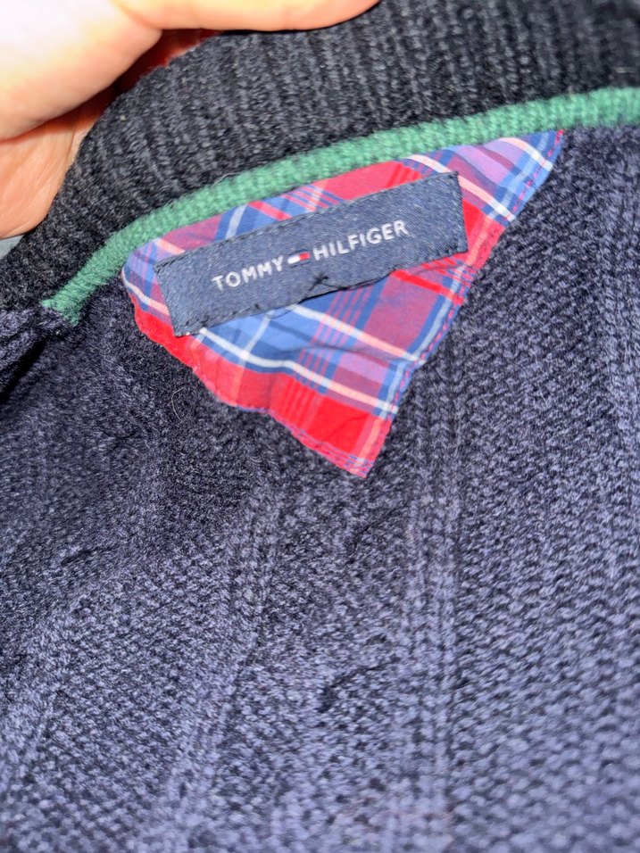 Orj Tommy Hilfiger yün Notch Yaka hırka - Görsel 4