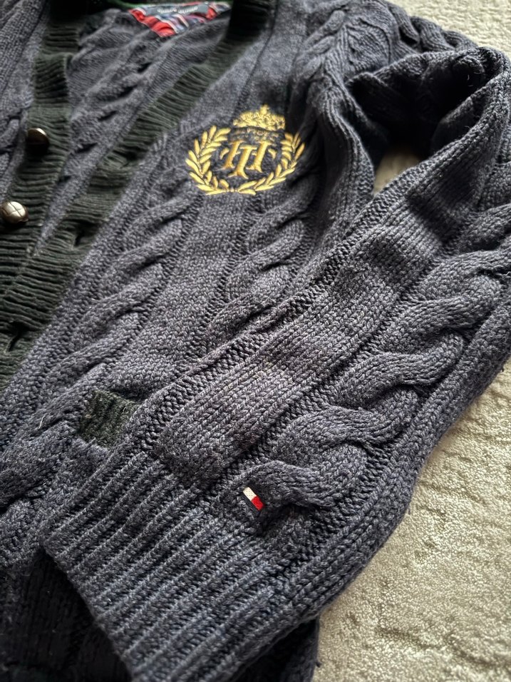 Orj Tommy Hilfiger yün Notch Yaka hırka - Görsel 2