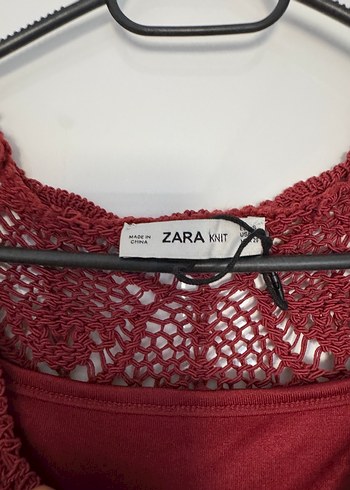 Zara Zara sıfır Bordo Örgü Bohem Uzun Elbise