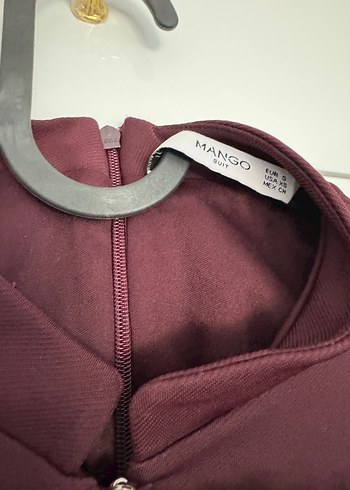Mango Bordo V Yaka Uzun tulum