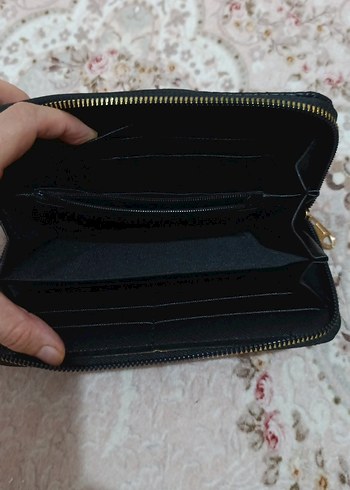 Beden siyah Renk Siyah Deri Yılan Desenli Fermuarlı Kadın Cüzdan