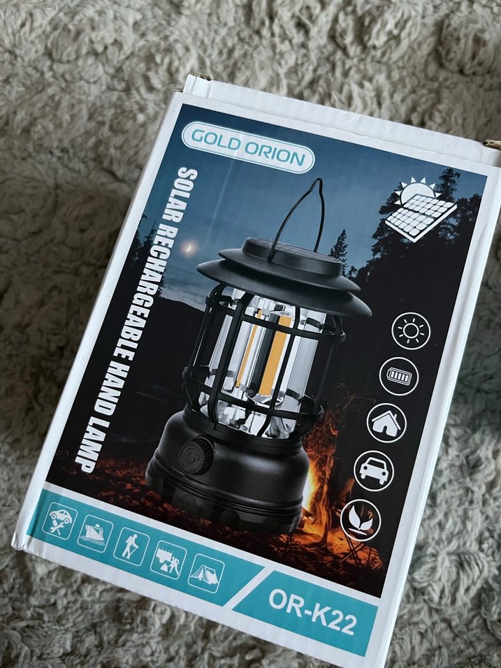 Khaki Renkli Metal Kafesli Kamp Lambası - Görsel 2