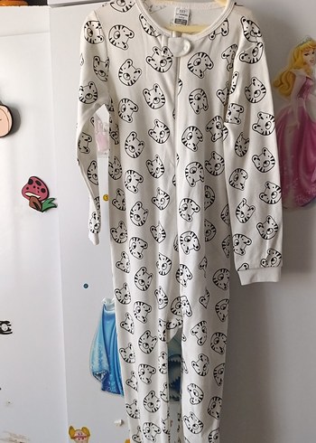 Kız Çocuk Beyaz Uzun Kollu Fermuarlı Pijama