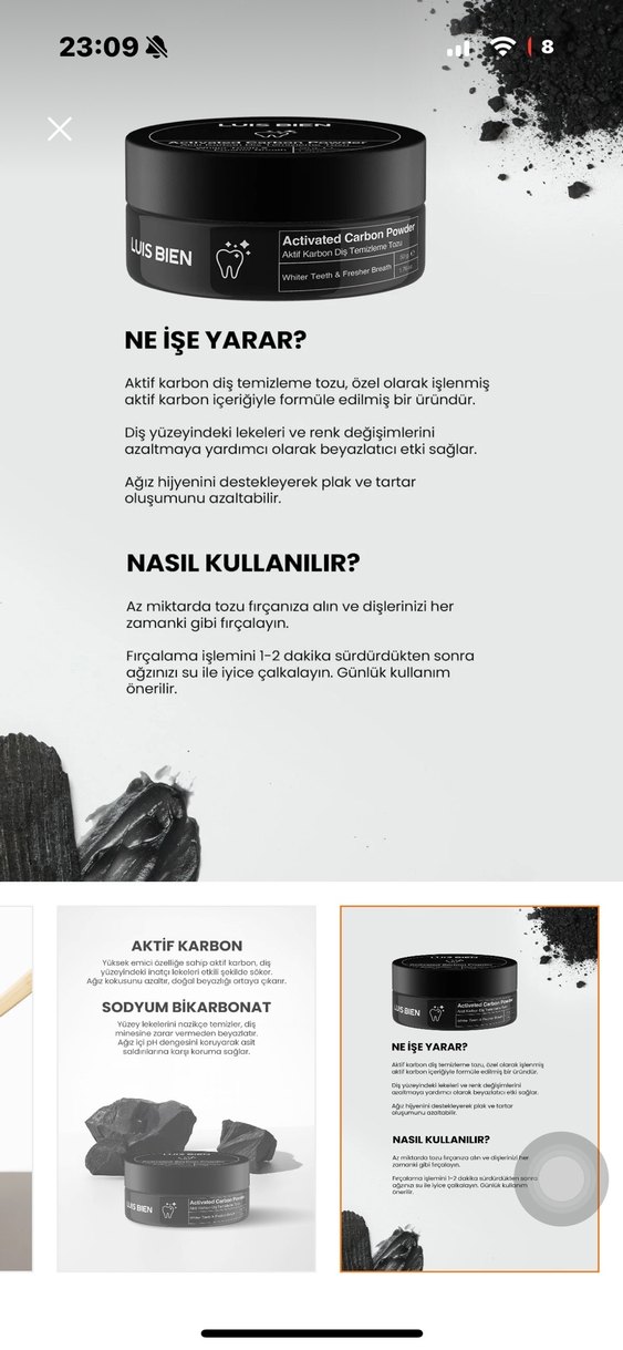 Luis Bien Aktif Karbon Diş Tozu - Görsel 3