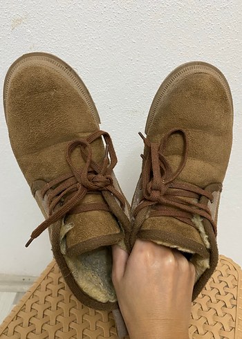 Kürklü Süet Kadın Bot Kahverengi - Görsel 7