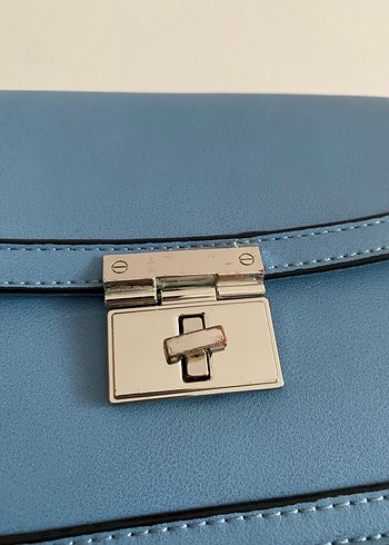 Mavi Deri  gümüş Tokalı Kadın Çanta - Görsel 2