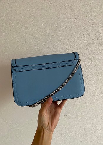 Mavi Deri  gümüş Tokalı Kadın Çanta - Görsel 5