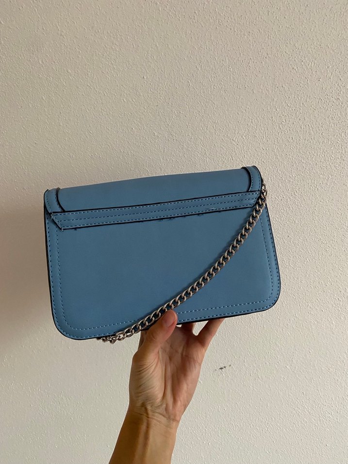 Mavi Deri  gümüş Tokalı Kadın Çanta - Görsel 5