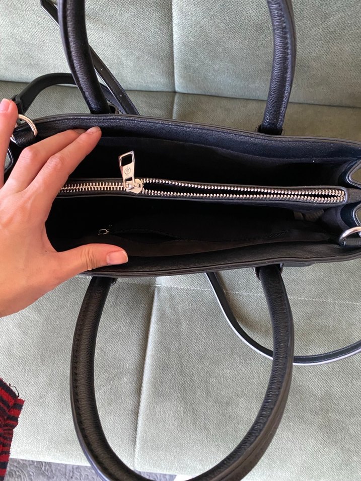 Kadın Siyah Deri Fermuarlı İş Çantası - Görsel 4